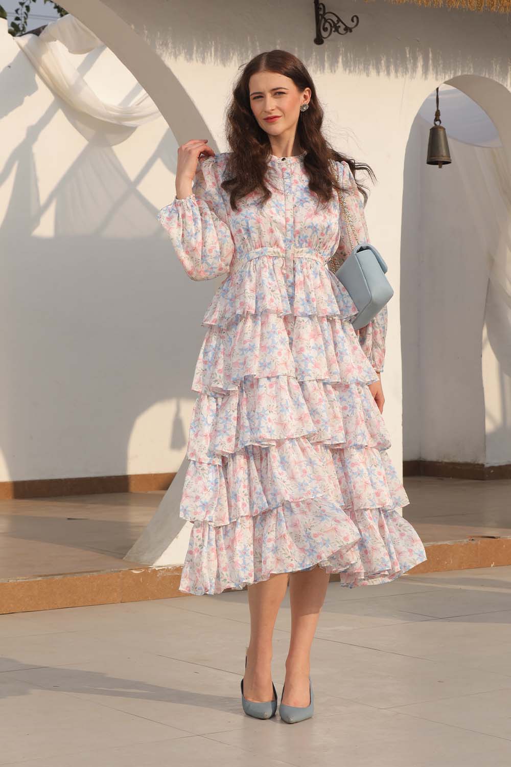 Buy Amour Pink Floral Chiffon Maxi Dress | Luxe & Hardy Party Wear Buy Amour Pink Floral Chiffon Maxi Dress | Luxe & Hardy Party Wear