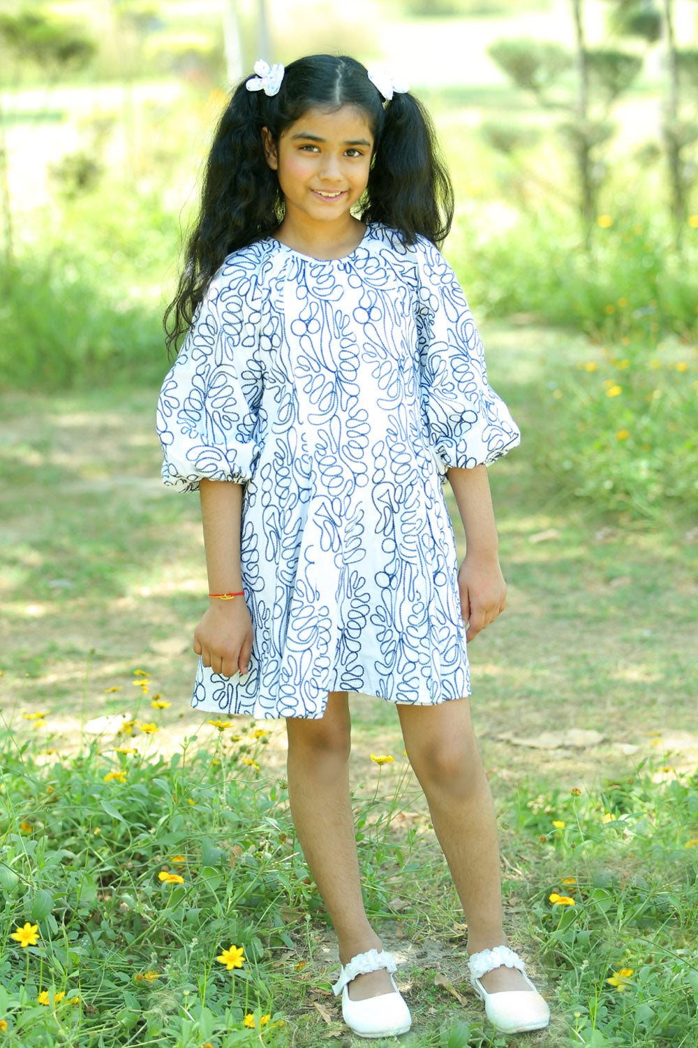 Girls Balloon Sleeve Dress