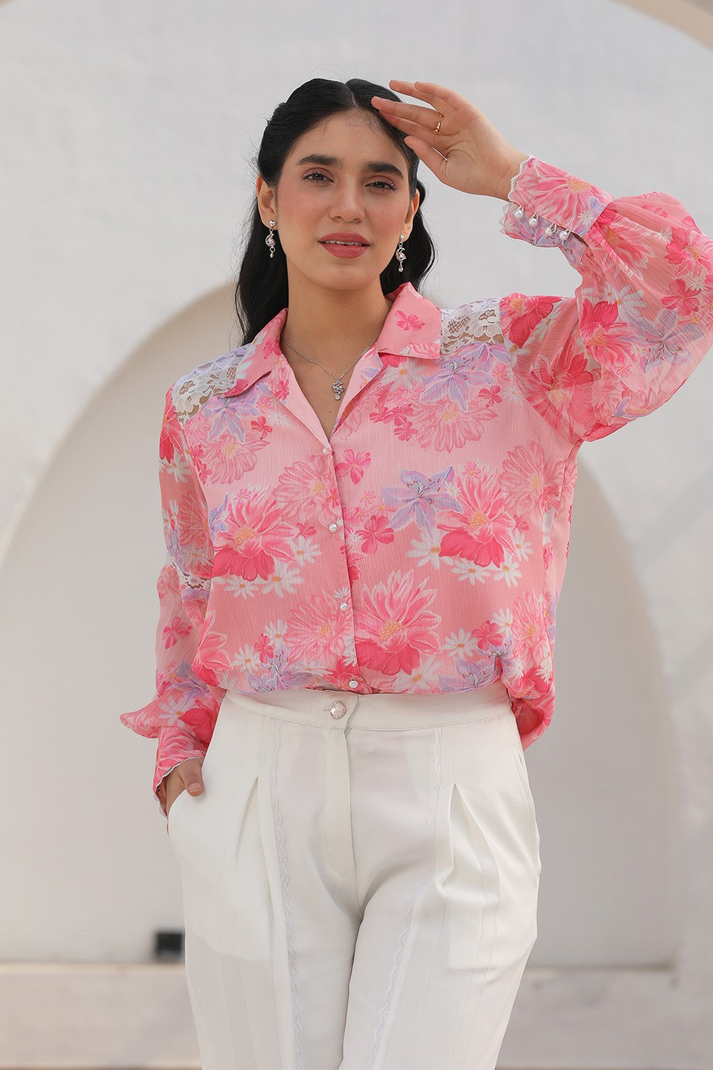 Celeste Lace Co-ord Set-Pink