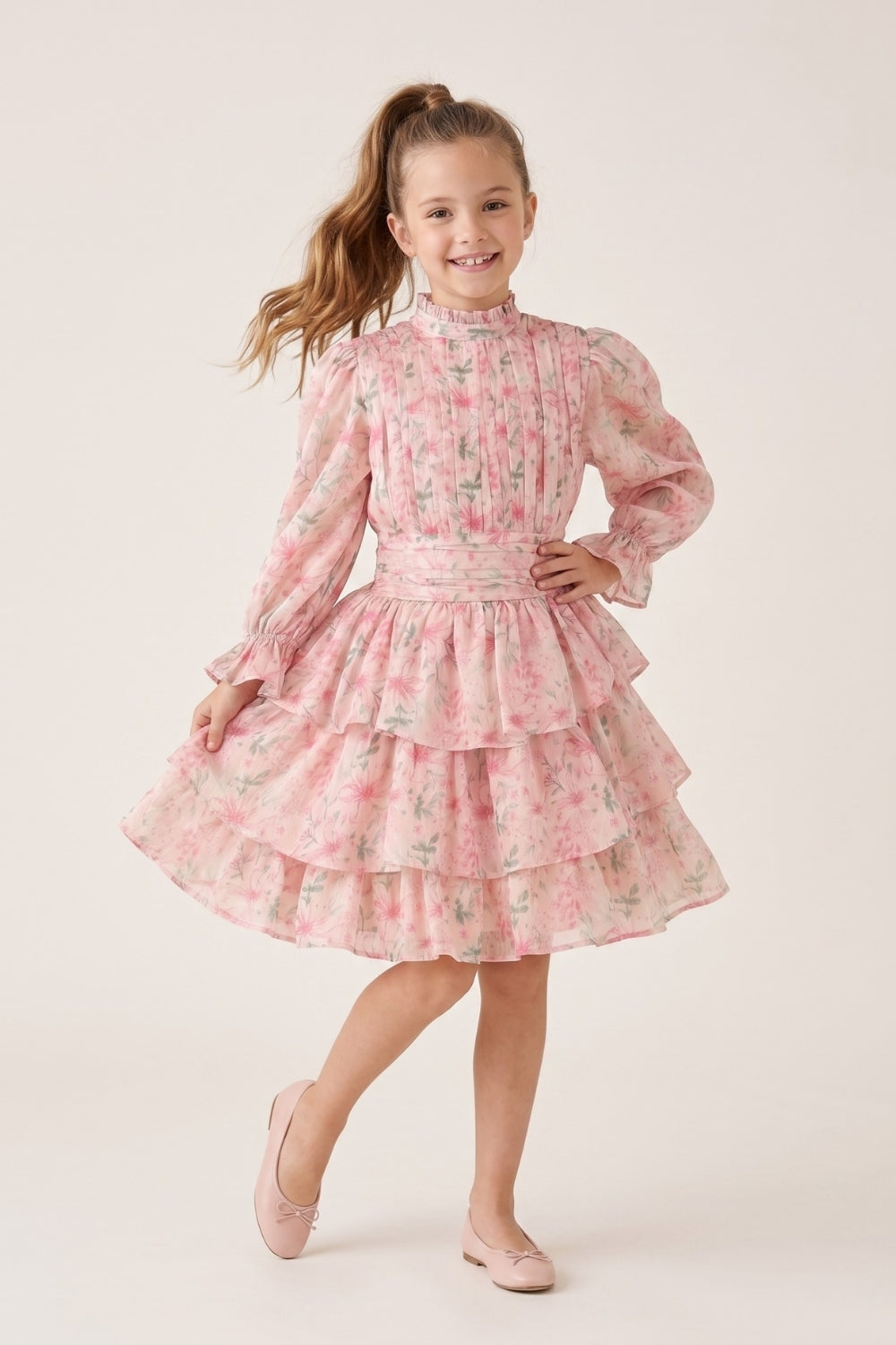 Sweet Violet Girls Flared Printed Dress