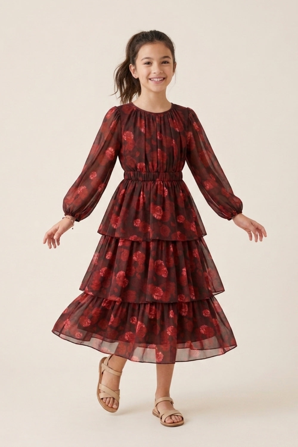 Scarlet Bloom Long Dress