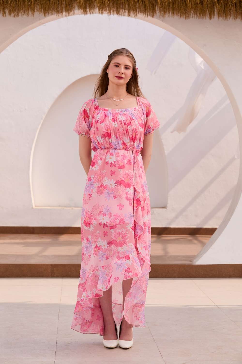 Buy Ivy Chiffon Floral Ruffle Maxi Dress | Luxe & Hardy Evening Gowns Buy Ivy Chiffon Floral Ruffle Maxi Dress | Luxe & Hardy Evening Gowns