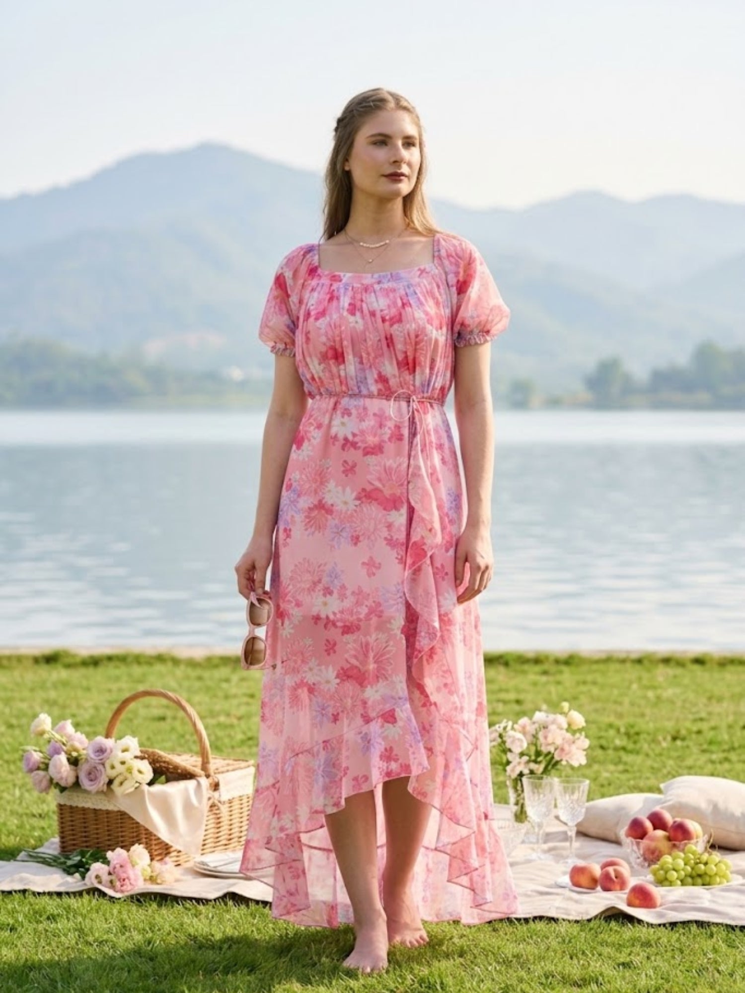 ruffle maxi dress summer Madrid Summer Tiered Ruffle Maxi Dress Pink