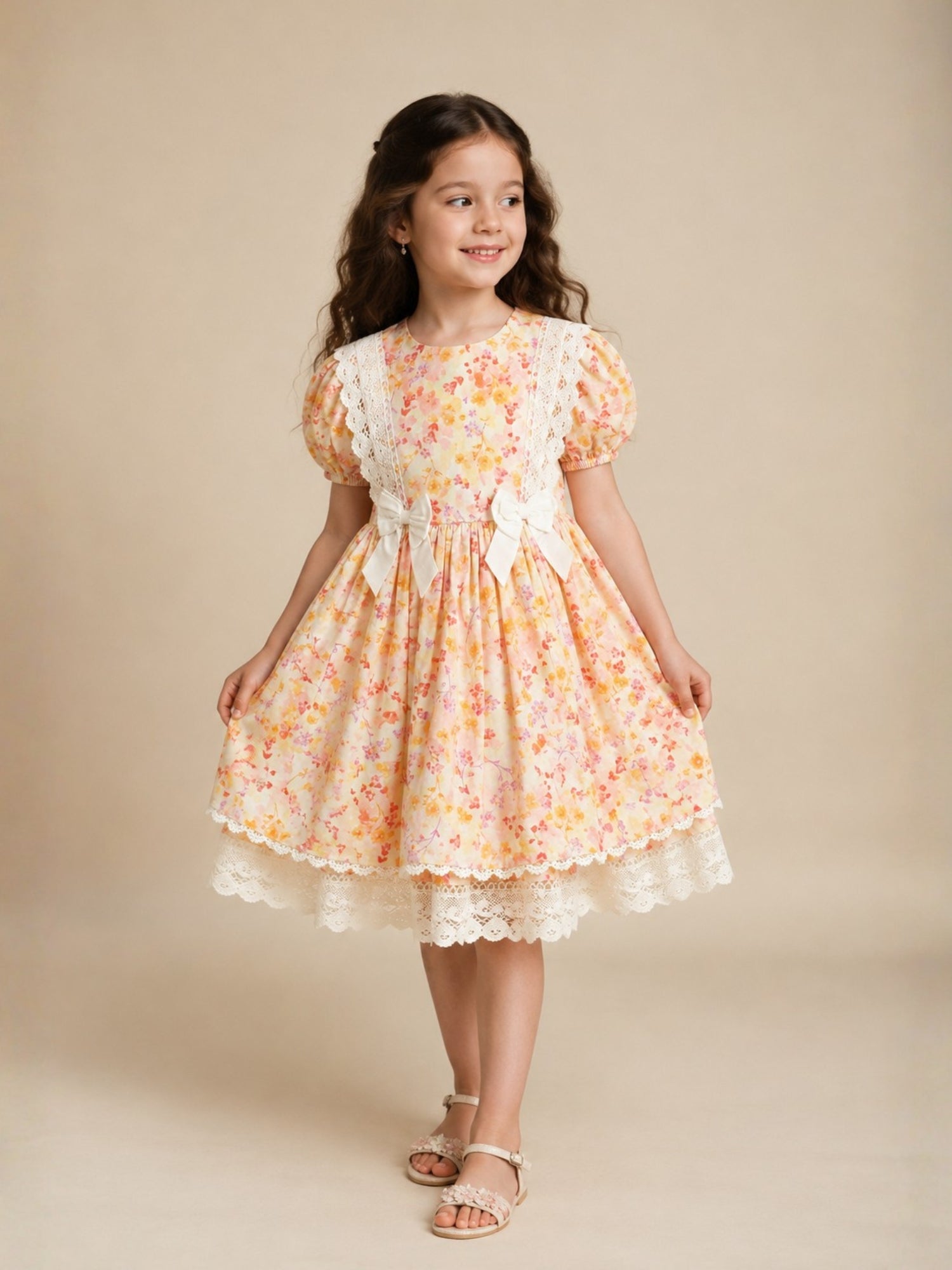 Lace Petal Puff Dress