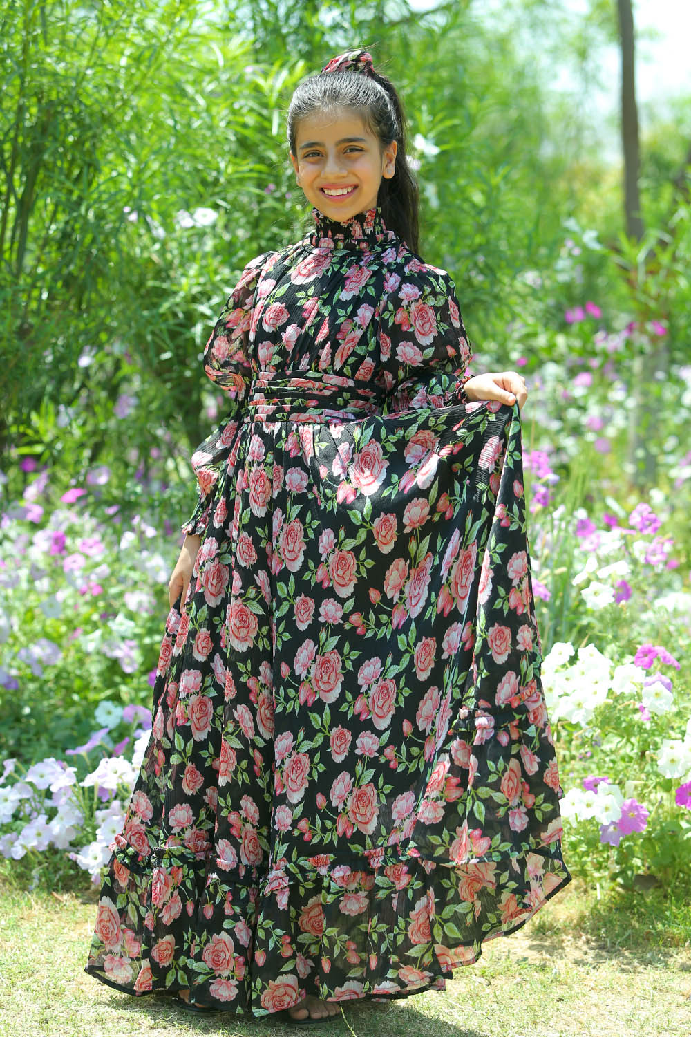 Long Shirred Dress for Girls