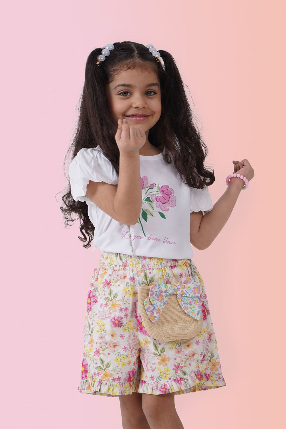 Puff sleeve tee & Shorts for girls
