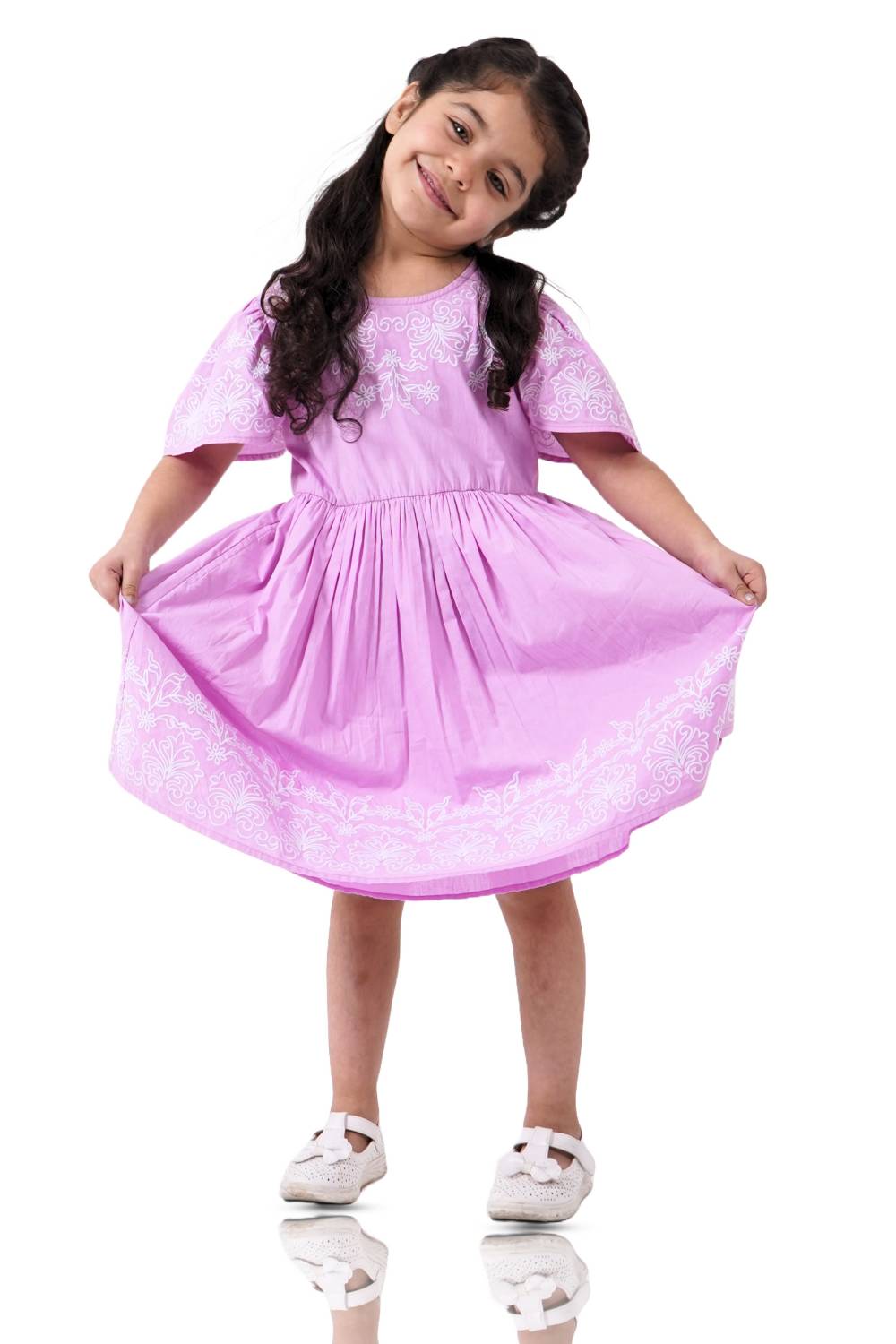 Lisa Embroidered Dress-Lavender