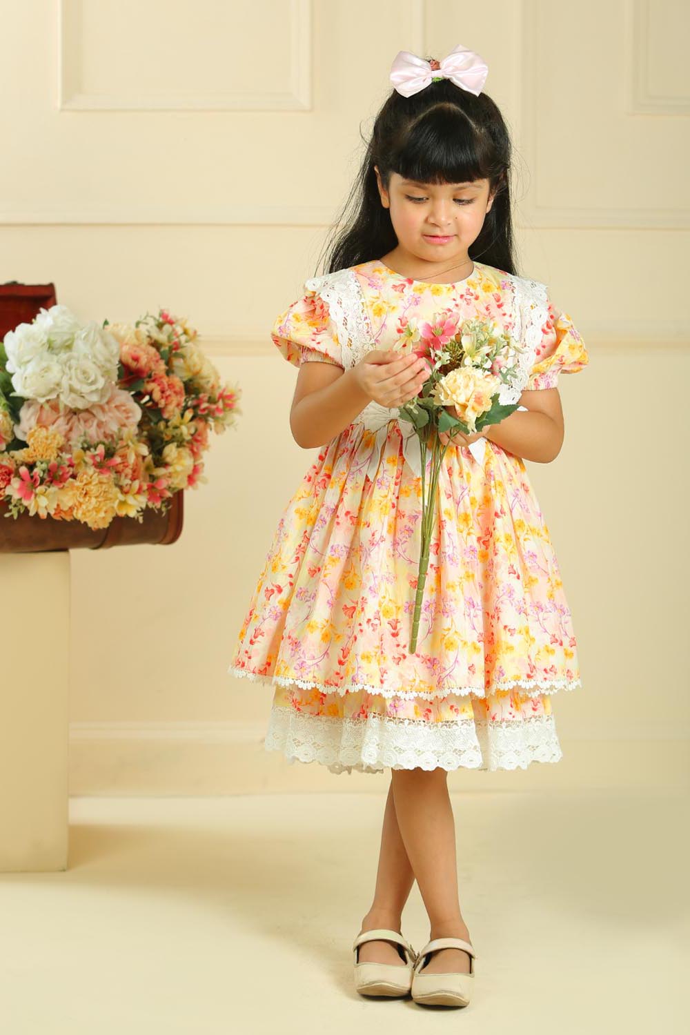 Lace Petal Puff Dress