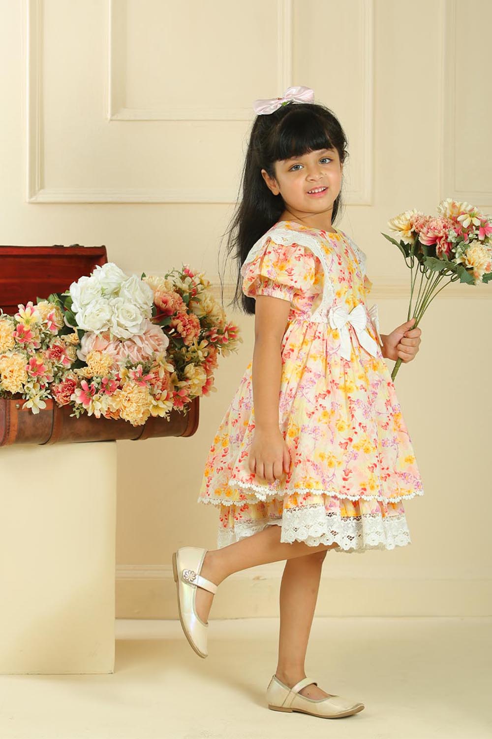 Lace Petal Puff Dress