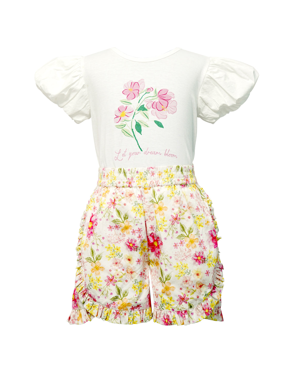 Puff sleeve tee & Shorts for girls