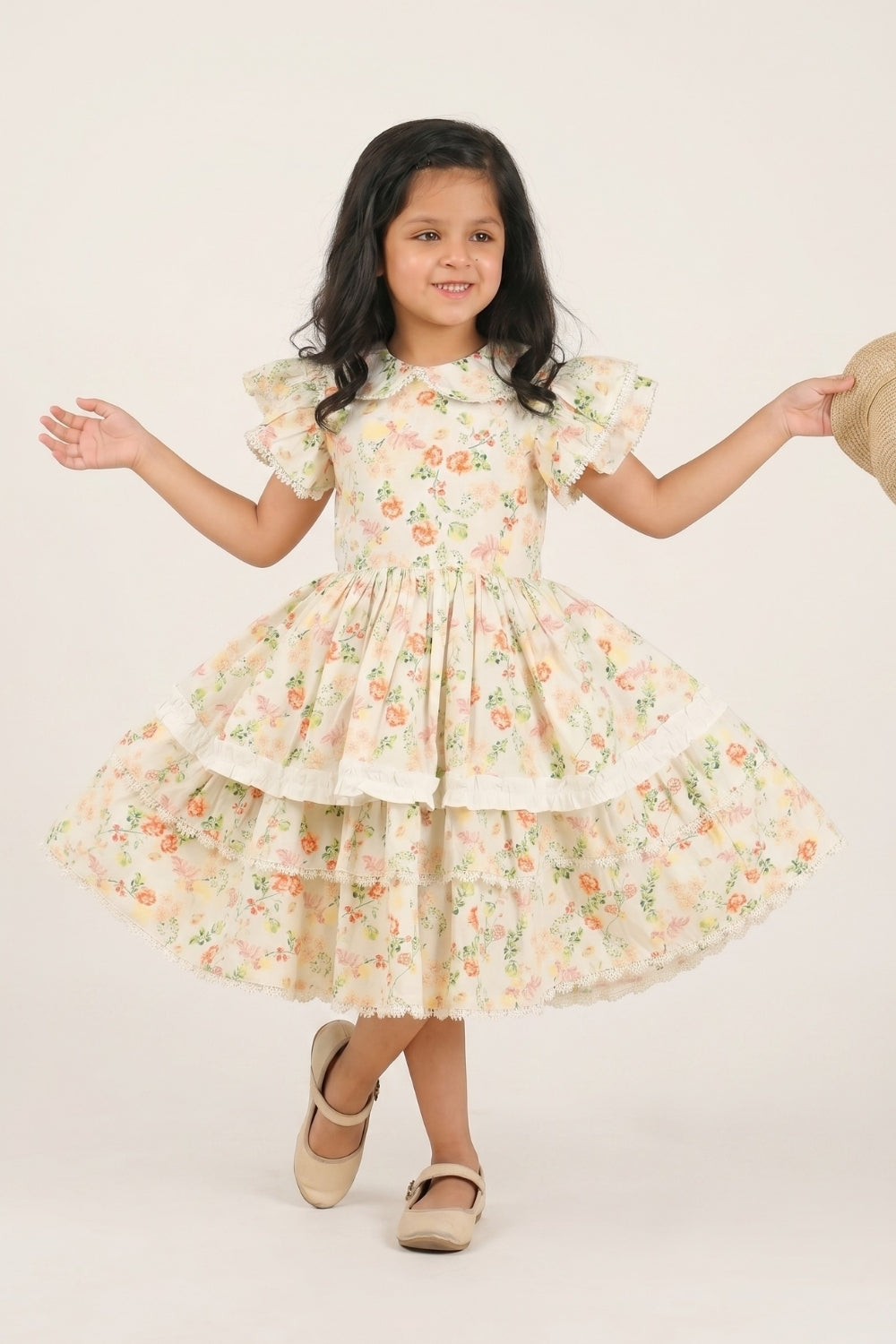 Ivory Twinkle- Long Flared Girls Dress