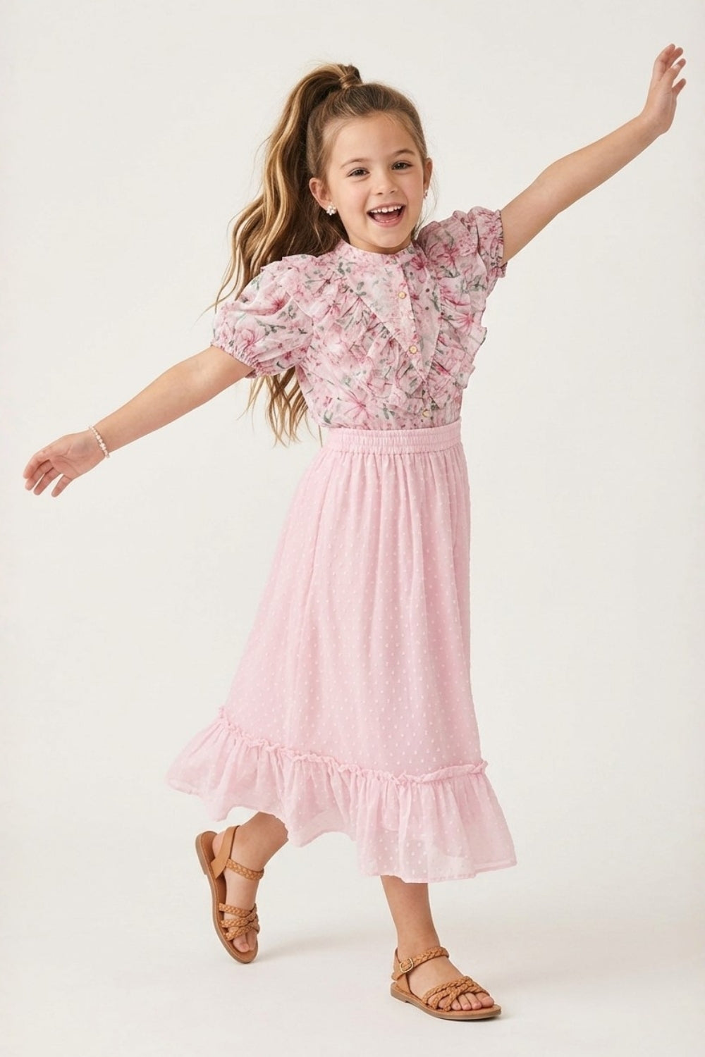 Buy Princess Lilac Printed Chiffon Co-ord Girls | Luxe & Hardy