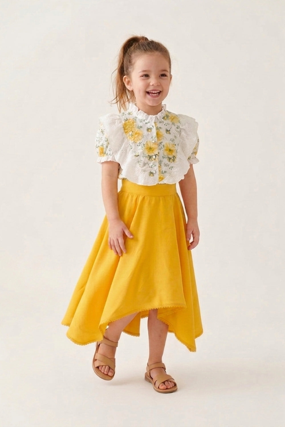 Ana Puff Sleeve Top and High Low Flared Skirt