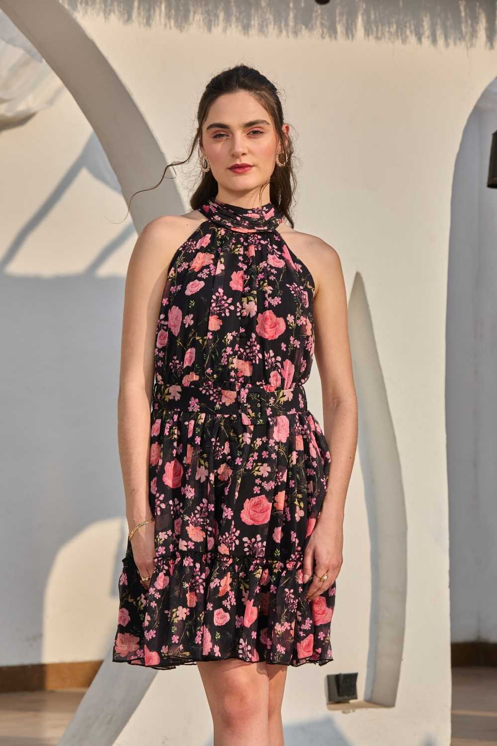 Iris halter dress-Black