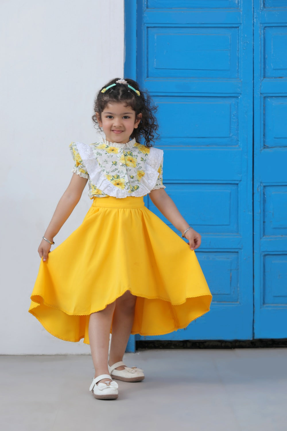 Ana Puff Sleeve Top and High Low Flared Skirt