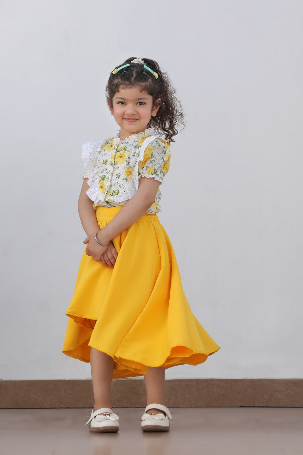 Ana Puff Sleeve Top and High Low Flared Skirt