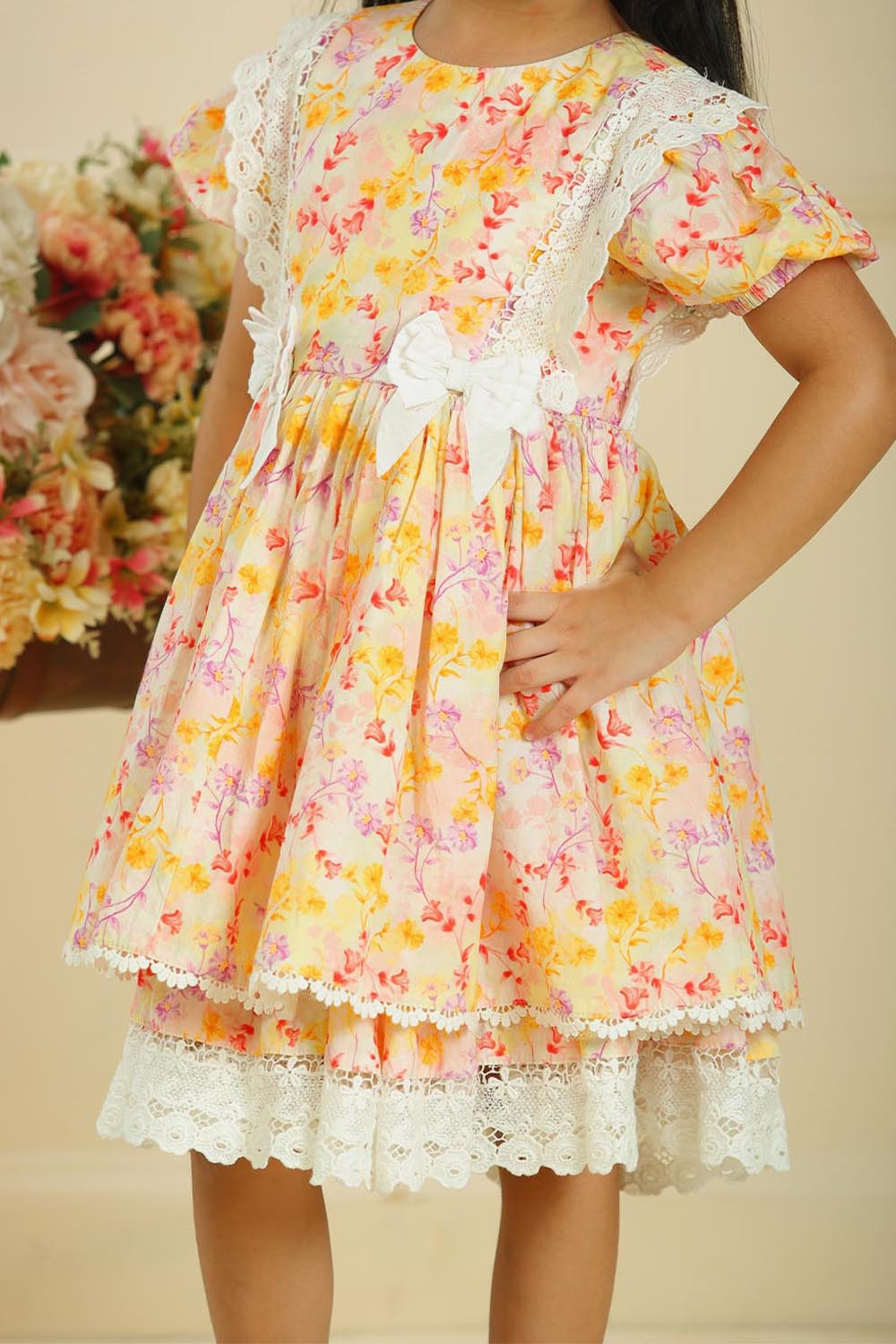 Lace  Petal Puff Dress