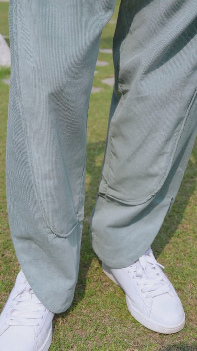 Luxe & Hardy Milo Textured Pant – close-up of sage green textured fabric hem and ankle detail, boys ethnic casual bottom wear, premium textured weave and relaxed fit detail