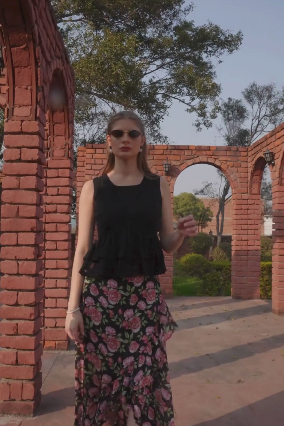 Luxe & Hardy Sera Rose Co-ord Set – video of black pink floral pe
